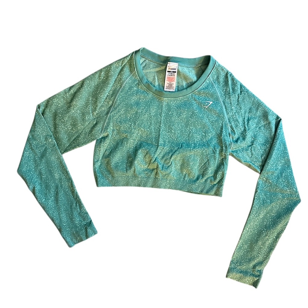 Gymshark Adapt Fleck Teal Long Sleeve Crop Top